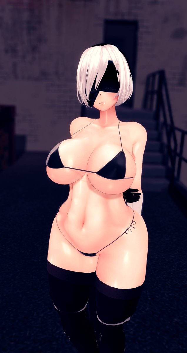 おっぱい作ってたら2Bっぽい髪型ができたから寄せた 