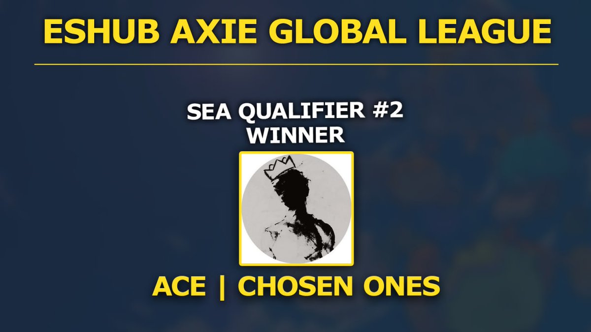 AxieEvents's tweet photo. A huge congratulations to @ACEYZZZZZ on winning the 2nd Southeast Asia qualifier. 

We now have 5/12 teams confirmed for the Global League! 🏆

Want to qualify for the league too? Sign up on https://t.co/Fe68UKJurj https://t.co/3odRcvg2nq