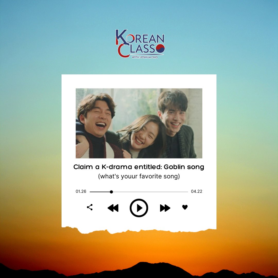 kclasswithjcho's tweet photo. Claim your own Goblin OST!
Don't forget to use our hashtags😉
#KCWJCGraduationDay
#LearnShareEnCHOy
#KoreanClassWithJoshuaCho https://t.co/6heXRM8gNg