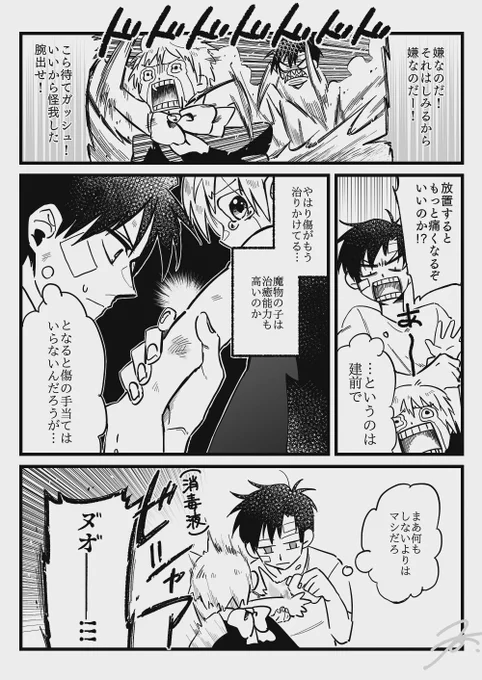 ガの傷の手当てをする麿の話 