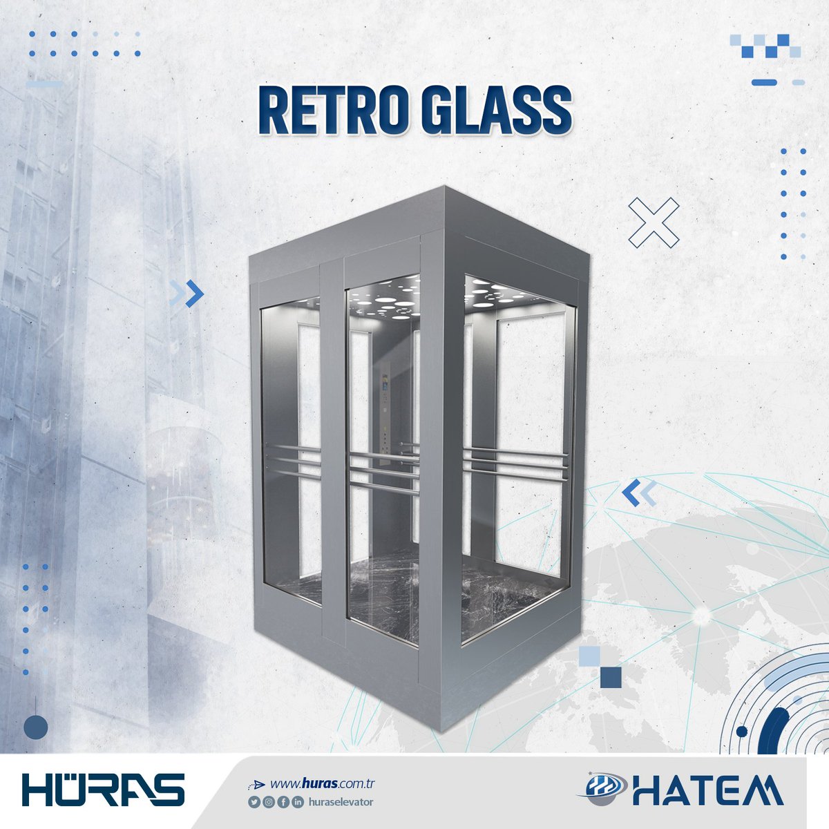 Hayal edilen panoramik kabin tasarımı Retro glass modeli ile kaliteyle estetiği, verimliliği buluşturuyoruz. #asansor #panoramikkabin