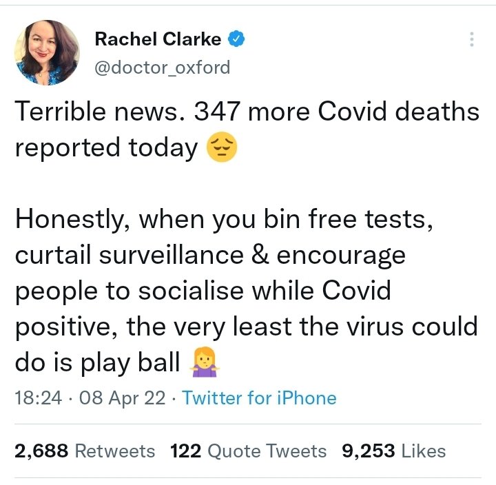 There were not 347 more Covid deaths reported yesterday as claimed by Rachel Clarke ❌❌

There were 347 deaths reported by the Government of people who died within 28 days of positive Covid test, regardless of the reason for death.
