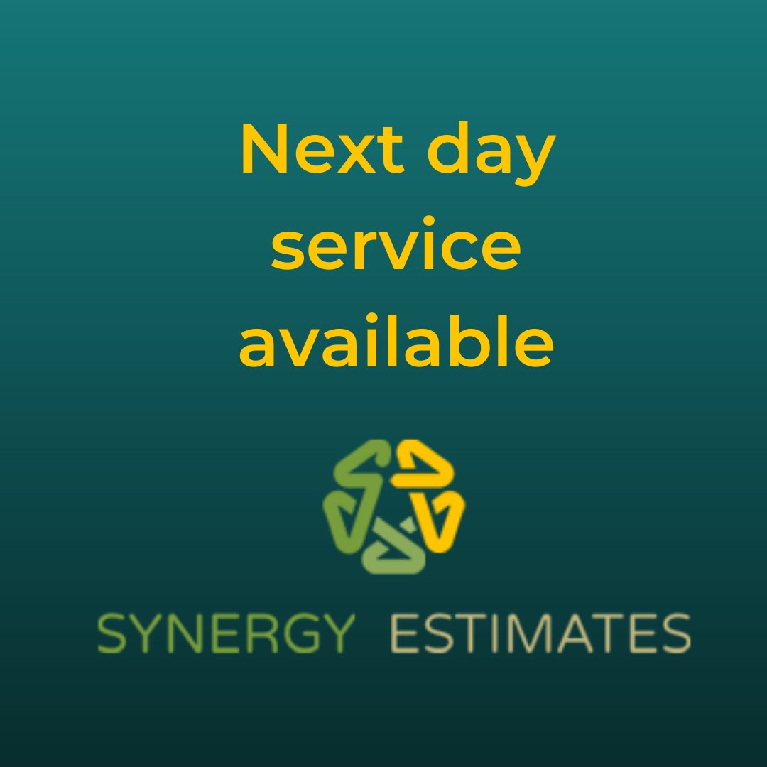 Are your clients pushing you for an urgent estimate? We can provide next working day estimates (deadline for submission 4pm). Prices starting at £135 + VAT, subject to availability. Don't find yourself stuck at the back of a queue and missing out on jobs!