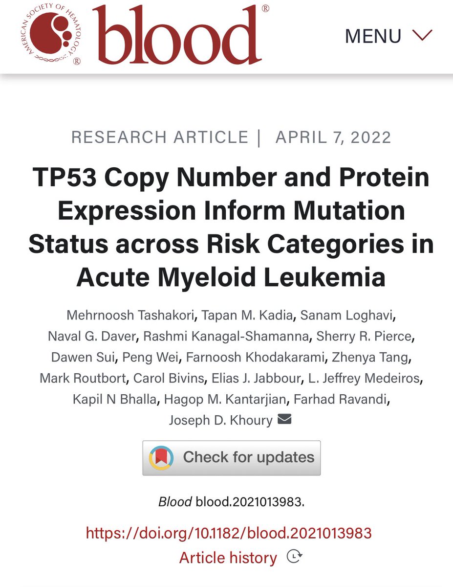 drsangeetmd's tweet photo. Spoiler 🚨:p53 protein expression by IHC (using digital image assisted analysis) informed mutation status irrespective of TP53 CN status in AML!! collaborative ⭐️📝frm @MDAndersonNews Hemepath/Leukemia grp @BloodJournal #leusm #AMLsm #MedTwitter https://t.co/iP2fubSOYh