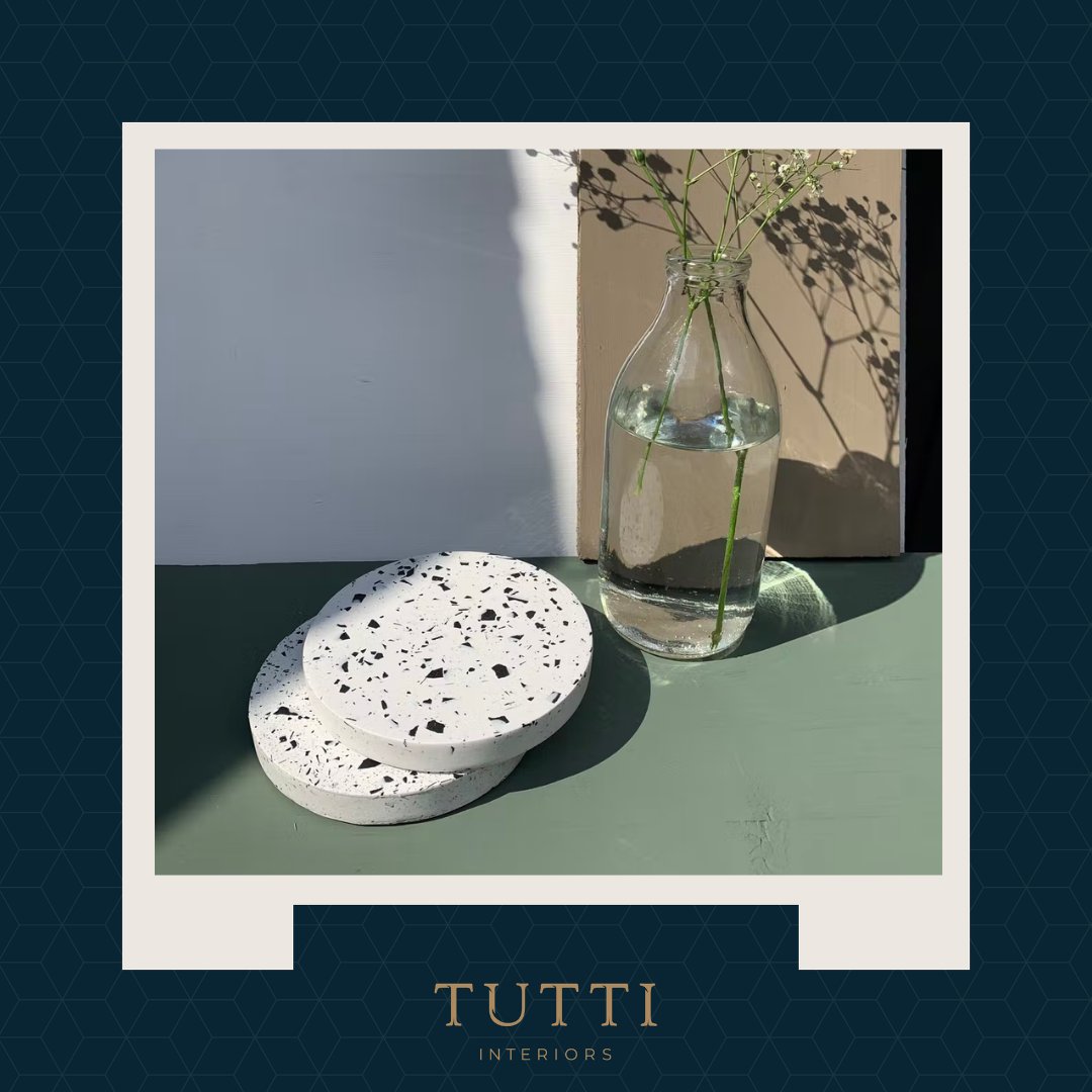 Terrazzo coasters from tutti-home.com. Chunky texture 😍

#TagYourTutti #tuttihome #tuttiinteriors #tuttiloves 
#northernstyle #tuttidesigns #layeredtexture #workingmummylife #interiordose
#bespokeinteriors #decorvibes #spacereimagined #tuttidecorvibes