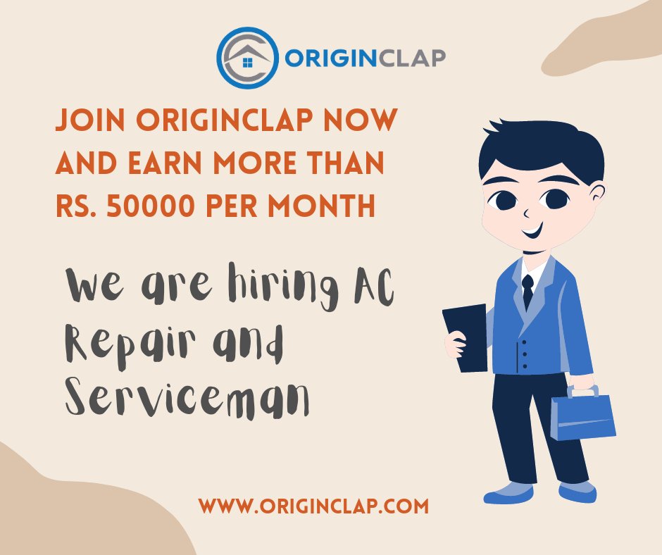 originclap's tweet photo. Do you have a AC Service Shop &amp; Looking for Clients?
Join Origin Clap for Free &amp; Earn More than Rs. 50,000 per Month.
Visit https://t.co/omYiDGPepm or Call us Toll Free at 1800 309 3211.
#acservicing  #acrepair #originclap #repairingservices #delhincr #noidacity #india #rareoils https://t.co/SQcJ6GnSUM