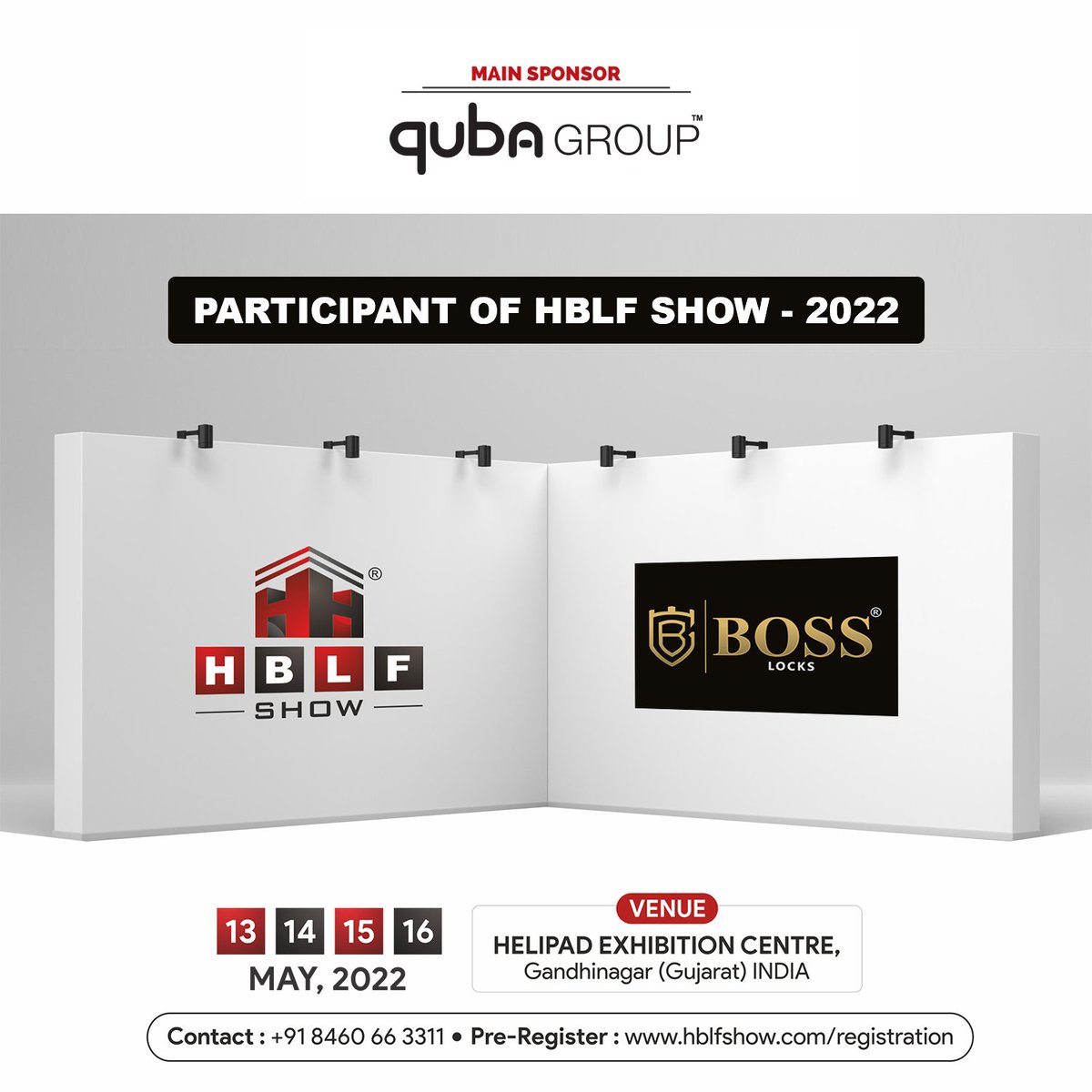 HBLFShow's tweet photo. It is pleasure to announce @bosslocksindia as a participant at upcoming India’s Largest Architectural and Interior Products @HBLFShow Exhibition at Helipad Exhibition Centre, Gandhinagar on 13 – 16 May 2022.
#bossLocks #HomeSecurity #SecuritySolutions #homelocks #doorlocks #locks https://t.co/lsbQ4XFwkX