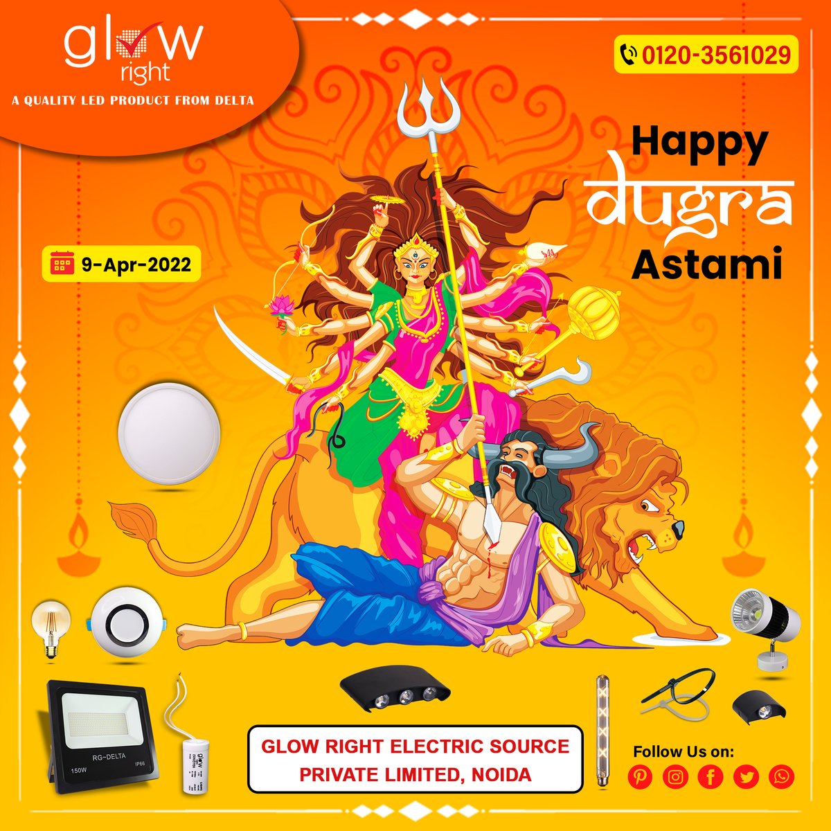 May Maa Durga always guide & bless all of us. May this Durga Ashtami brighten up your life with joy, wealth, and good health, wishing you a Happy Chaitra Durga Ashtami 2022
#ChaitraDurgaAshtami 
#GodBlessUs 
#Glowright
