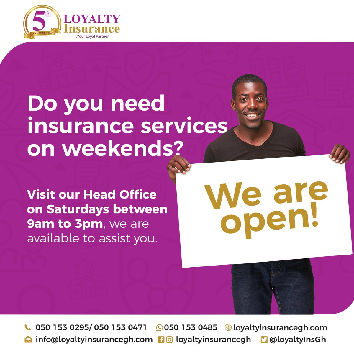 LoyaltyinsGh's tweet photo. Visit our head office today to buy and renew your insurance for amazing rewards. We are here to assist you

#loyaltyinsurance #loyaltyforyou #saturdayinsurance https://t.co/wpRemUFts9