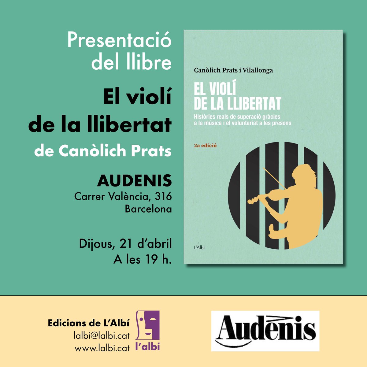 El proper dijous 21, no us perdeu la presentació d'aquest llibre tan especial de <a href="/Canokipv/">Canòlich Prats</a>. Us hi esperem!
<a href="/edicionsalbi/">Edicions de L'Albí</a> #voluntariat #llibresencatalà