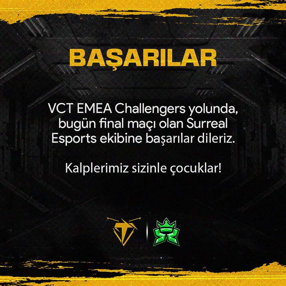 💚VCT EMEA Challengers yolunda, bugün final maçı olan Surreal Esports ekibine başarılar dileriz.

Kalplerimiz sizinle çocuklar!⚡️ <a href="/e_surreal/">Surreal Esports</a>