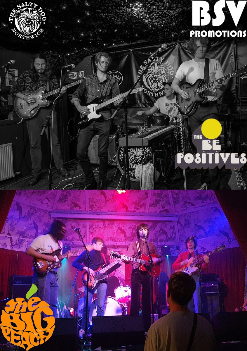 bsvpromotions's tweet photo. This Friday @PositivesBe  &amp; @thebigpeachband  LIVE at @saltydogpub in Northwich
Advance tickets only £6 (+bf) https://t.co/VICL5q4SYz https://t.co/tgLRwX7jsj
