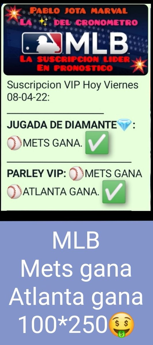 PabloJota27's tweet photo. ((( DIRECTO A LA TAQUILLA ))) #HUUBOOODOBLEPARLEY #PARLEYMLB + #PARLEYNBA Con La #SUSCRIPCIONVIP  Que SIIII Te Pone A Ganar @SuperDatosVip @DatosdelExito @DUMONT81 @Elgalle16252342 Hoy Vamos Por Mas Con La Informacion VIP #FELIZSABADO 📲+584149690049 https://t.co/NX0uPKb3or