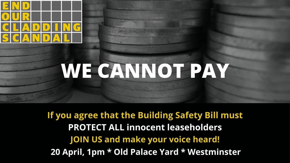 EOCS_Official's tweet photo. ❌ Leaseholders didn't design, build, sign off or regulate unsafe homes

We are 0️⃣% responsible for the #BuildingSafetyCrisis

❌ We cannot &amp; should not pay for failures of the state &amp; construction industry

📣 Make your voice heard

JOIN US 👇👇👇

#EndOurCladdingScandal https://t.co/XA6KR5CTqU