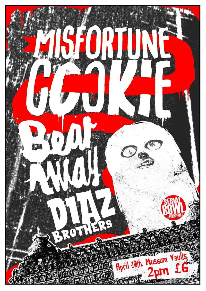 Serialbowlrecords (@serialbowlrec) on Twitter photo Tomorrow punkers at the Museum Vaults #sunderland. <a href="/misfortunebiccy/">MisfortuneCookieBand</a> and @BearAwayBand Diaz Brothers had to drop out sadly. Doors at 2. Under 16s free, old fucks 6 benk. Tomorrow punkers at the Museum Vaults #sunderland. <a href="/misfortunebiccy/">MisfortuneCookieBand</a> and @BearAwayBand Diaz Brothers had to drop out sadly. Doors at 2. Under 16s free, old fucks 6 benk.