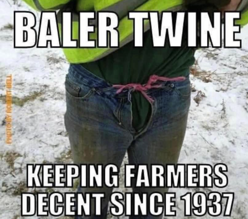 Herdwatch's tweet photo. You can't beat the many uses of balling twine! 😍 #farmingmemes #farming https://t.co/dqaUvk2Z6a