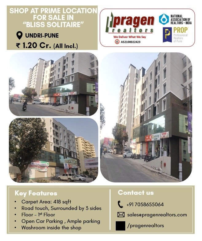 PragenR's tweet photo. SHOP AT PRIME LOCATION FOR SALE IN “BLISS SOLITAIRE” @UNDRI
1)Society- Bliss Solitaire
2)Area (C ): 418 sqft.
3)Location: Undri-Pune
4)Asking Price: 1.20 Cr. (All Inclusive)

Contact us for more details: 
Call/Whatsapp: +91 7058 655 064
Email: sales@pragenrealtors.com https://t.co/VQ5HtKnJKQ