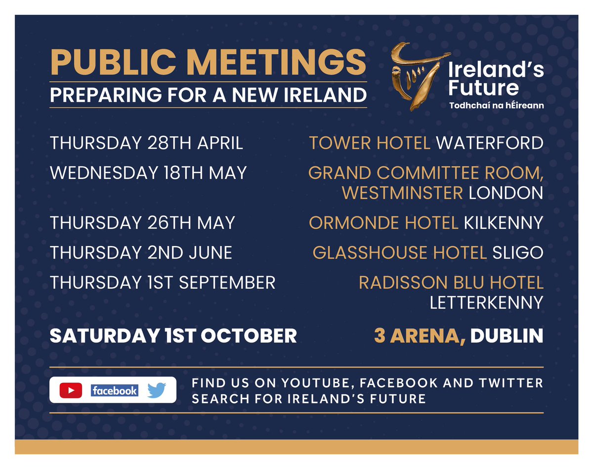 IrelandsFuture's tweet photo. ⏰SATURDAY 1ST OCTOBER 2022
📍DUBLIN - 3 ARENA
👨👩👧👦YOU, YOUR FAMILY AND FRIENDS WILL NOT WANT TO MISS THIS HISTORIC DAY
🗓TICKET DETAILS WILL BE ANNOUNCED IN THE TIME AHEAD
🎙GUEST SPEAKERS & ENTERTAINMENT
🚝BOOK YOUR TRAVEL AND ACCOMMODATION NOW https://t.co/IRTdkqYwB5