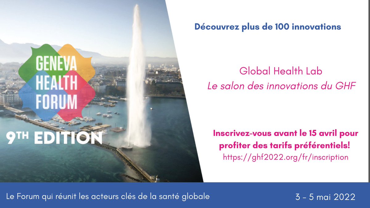 Genevaforum's tweet photo. Découvrez 100 innovations au Global Health Lab, le salon des innovations du GHF
#GHF2022 #innovation #globalhealth 
https://t.co/tNCugHHJUr

Enregistrez vous avant le 15 avril pour profiter des tarifs préférentiels https://t.co/8zUP3QYnq8