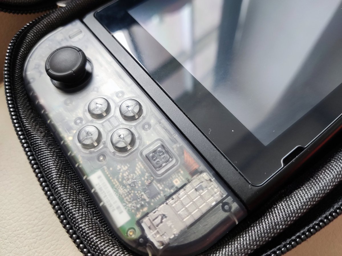 R_M_Wilder's tweet photo. Today's #NintendoSwitch reshell went off without a hitch! Black crystal, anyone? The nostalgia is real. 

#Switch #90s https://t.co/eTXd5rpwoN