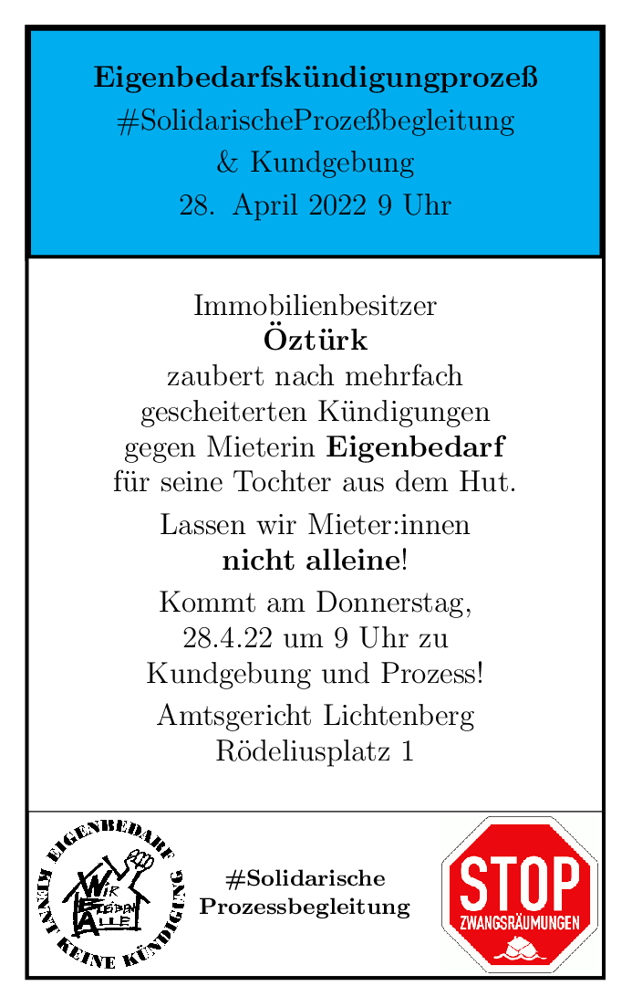 #Eigenbedarfskündigungen &amp; kein Ende! Achtet auf die Ankündigungen zu #SolidarischenProzessbegleitung, Kundgebungen und Infoveranstaltung. Los geht es am 28. April um 9 Uhr in Lichtenberg: Eigenbedarfskündigung nach gescheiterten Kündigungen <a href="/mg_berlin/">Mieter*innengewerkschaft Berlin</a> @BMieterverein <a href="/MieterEcho/">B.MieterGemeinschaft</a>