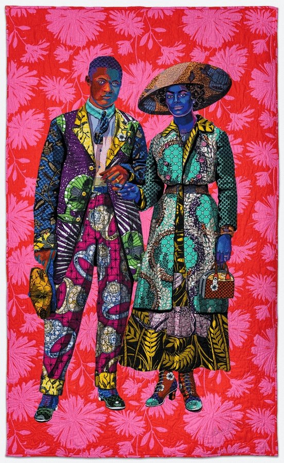 Quilt art inspired by vintage photographs of African American people, by contemporary US artist Bisa Butler #WomensArt