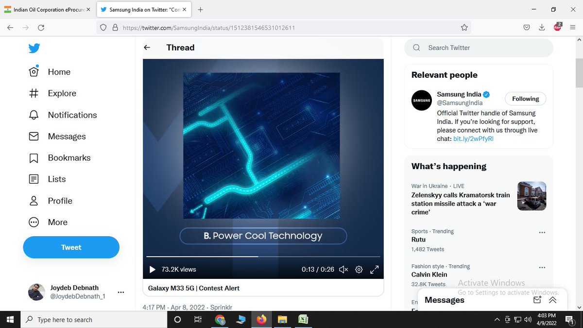 D_Upadhyay1's tweet image. Ans: B. Power Cool Technology

#GalaxyM33 #UpForItAll #GalaxyM33 
#Samsung 
@SamsungIndia