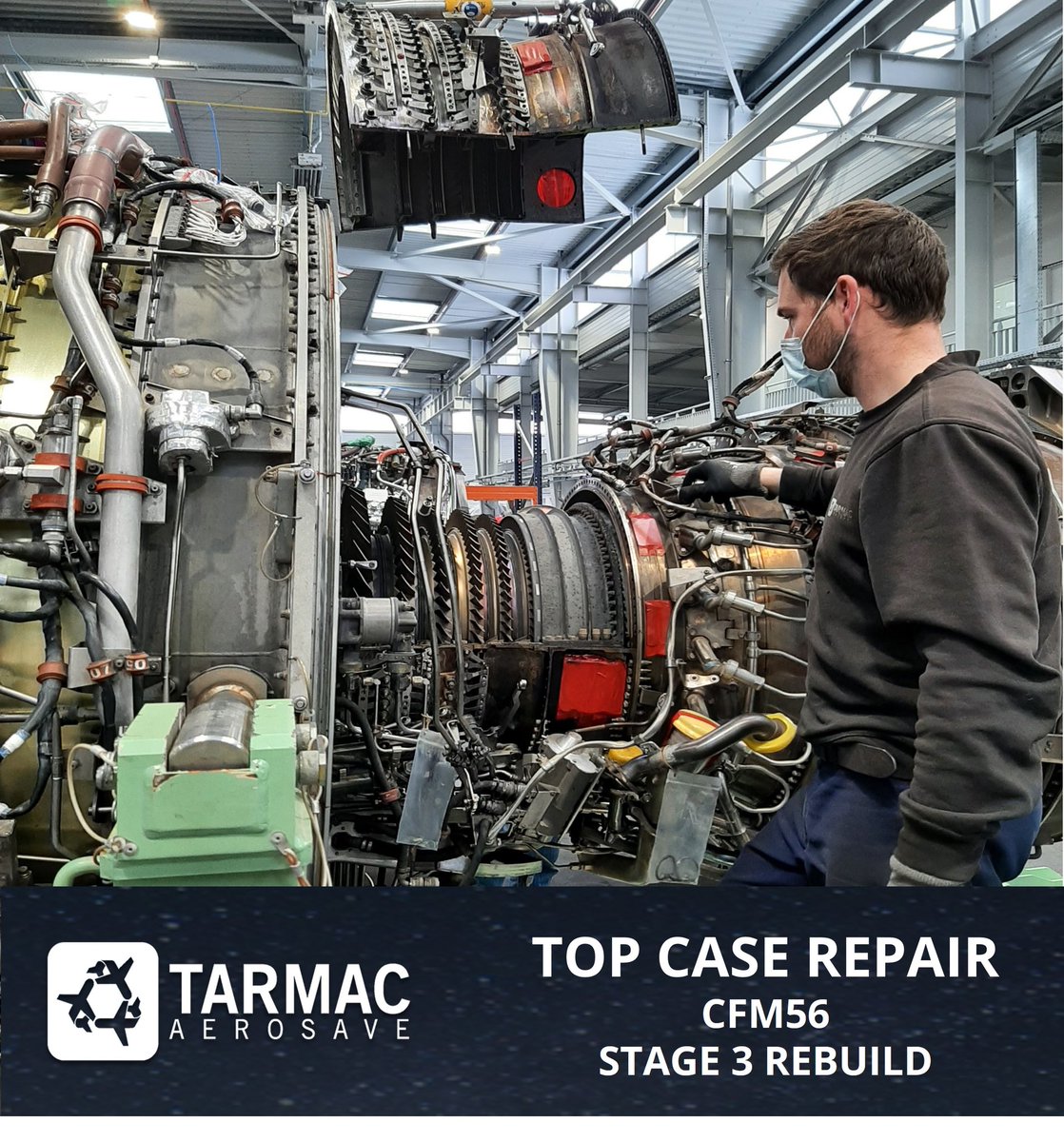 TarmacAerosave's tweet photo. 👨‍⚕️[#EngineCare Services] #CFM56 #TopCaseRepair

🥳 Successful operations performed within our brand-new Engine Shop in Tarbes.

👏🏼 Congrats to #TarmacTeam!

🥇 Customer satisfaction > 95%

👌🏻 ON-DEMAND | FLEXIBLE | COST-EFFECTIVE

1/2 https://t.co/d9X4WeyRAL
