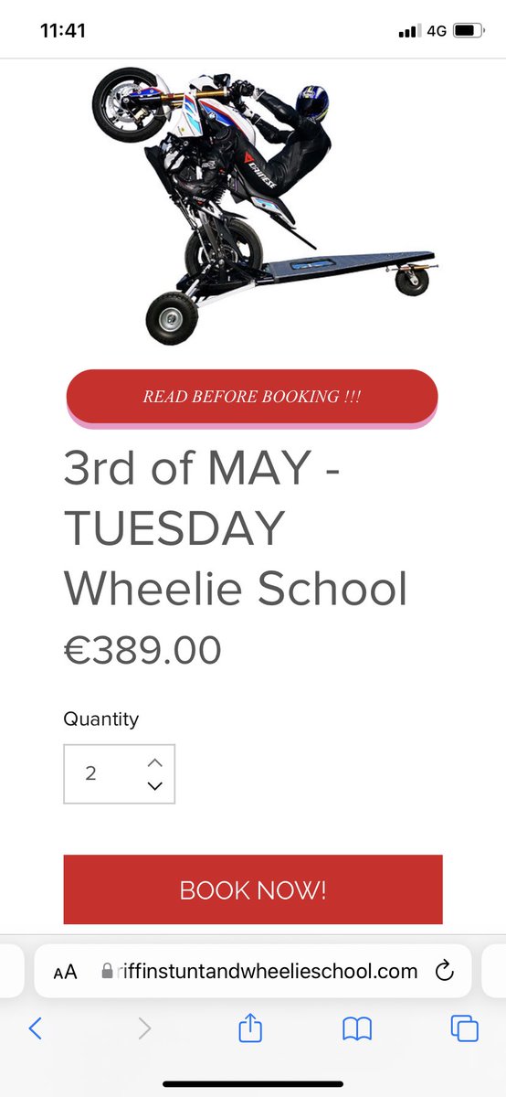 Only 2 Spots left for all of May Wheelie School, 
No dates yet for June,
Get tagging your friends now for a great day out