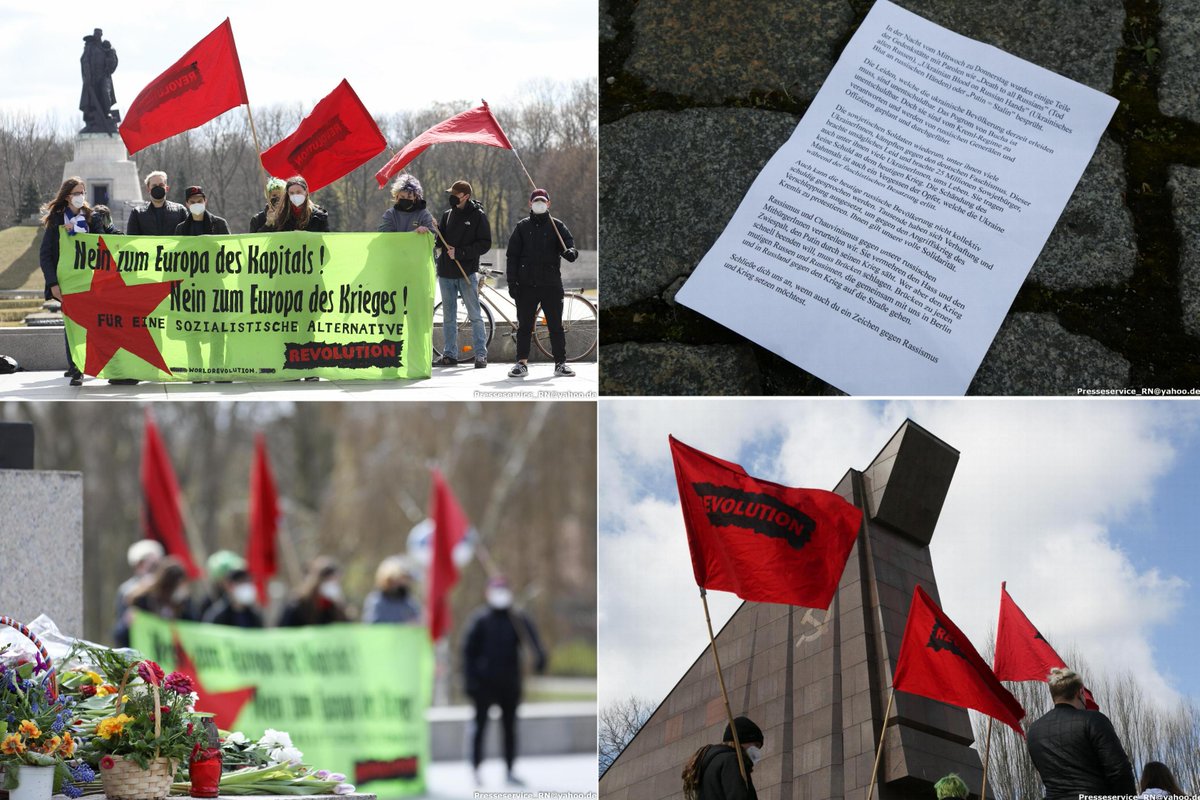PresseserviceRN's tweet photo. (1/x) In #Berlin #TreptowerPark wurde heute gegen die Schändung des sowjetischen Ehrenmals protestiert.
Die linke Gruppe "Revolution" wollte mit ihrer Kundgebung aber auch ein Zeichen gegen den Krieg in der Ukraine setzen. #B0904
Fotos: https://t.co/hcEPBwfz54 https://t.co/gh2p55n4Gr