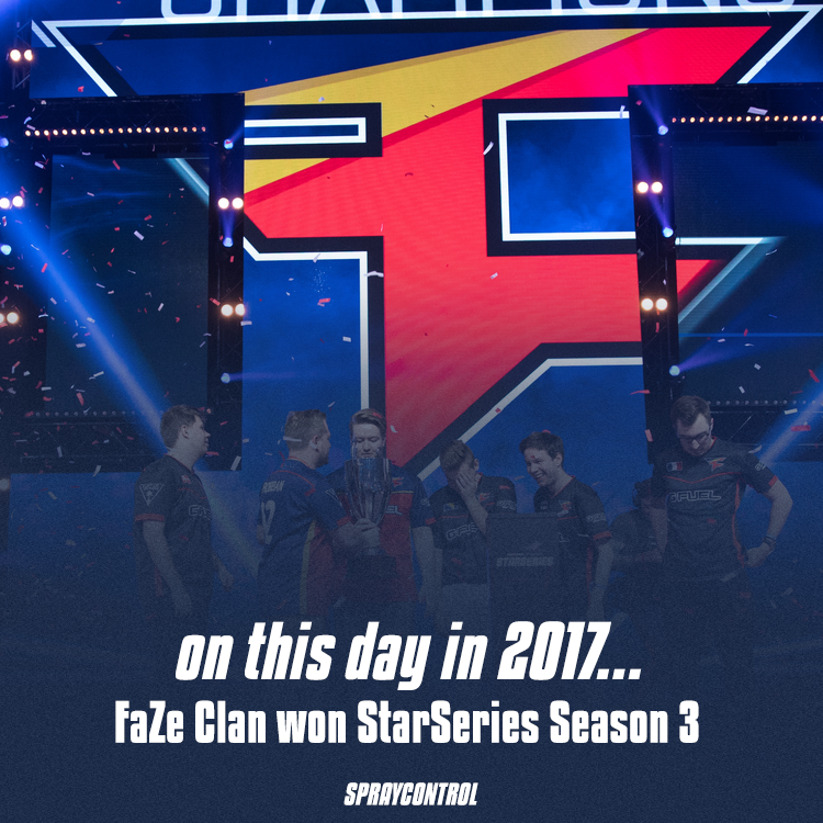 spraycontrolcs's tweet photo. On this day in 2017, the @FaZeClan uprising began - spearheaded by @G2NiKo and a @kiocsgoo too problematic for Astralis in the final.

🖊️ @reecebrrtt 

#counterstrike #csgo #esports https://t.co/viz5H6dc1R