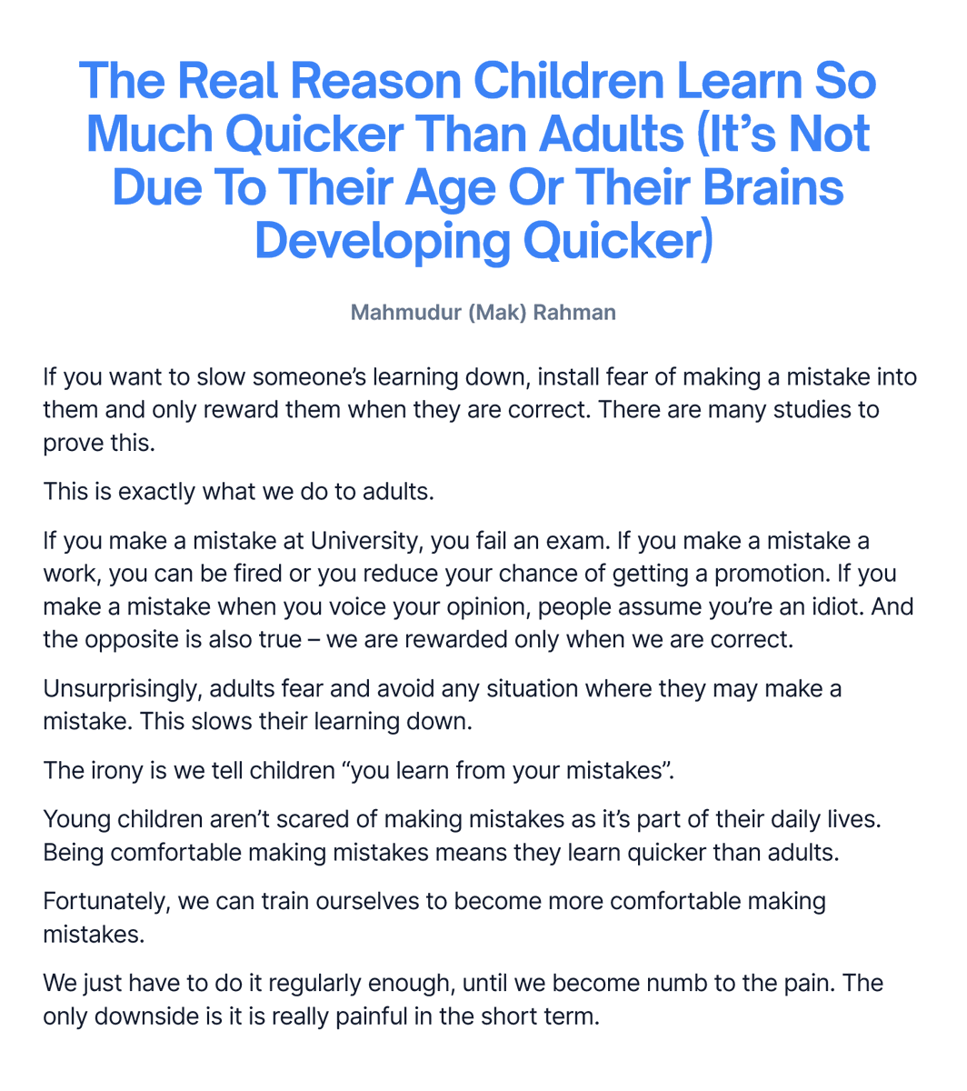 mak_r_'s tweet photo. This is the biggest reason young children learn quicker than adults and it’s not due to their age.

And how we can become more like them. https://t.co/GCprUapiYW