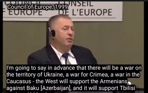 raam_beart's tweet photo. (1) Russia's Duma veteran Vladimir Zhirinovsky's 1999 speech at the Council of Europe - predicting what would happen in Europe (esp Ukraine), &amp; it is all happening now.... https://t.co/woMCEfOZOY
