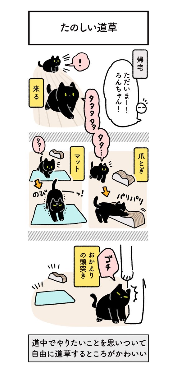 ねこの「おかえり」はどんなのでもかわいいという絵日記(2まい) #ろんの絵日記 