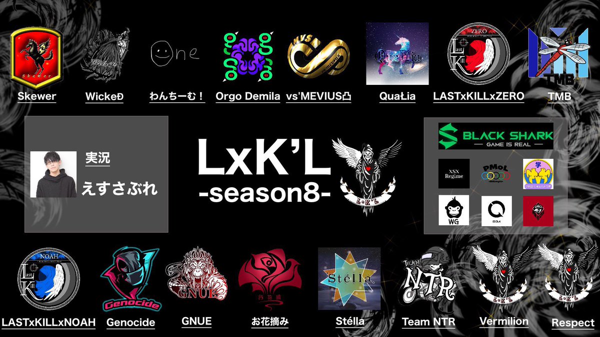 LASTxKILL's tweet photo. 本日 22:00 ON AIR📣
LxK'L-season8- Day3
ANGELS LEAGUE👼えすさぶれ🍪
https://t.co/hlanvPPzWi
DEMONS LEAGUE😈へーちゃん🍖
https://t.co/nM60xrS5Zf
#土曜の夜はラスキルリーグ #PUBGmobile #LxKL https://t.co/DZ1BV0BrLE