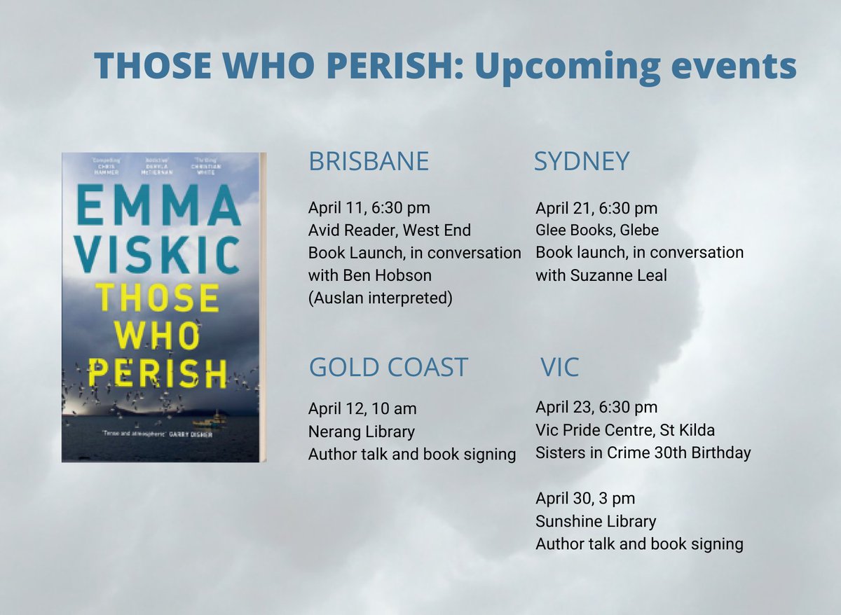 EmmaViskic's tweet photo. And the book tour continues... Will the author make it through without maiming herself (more)? Come and find out! 

Queensland, you're up this Monday

details via website  https://t.co/nLWOtfY5LD https://t.co/O3nvgRJr9I