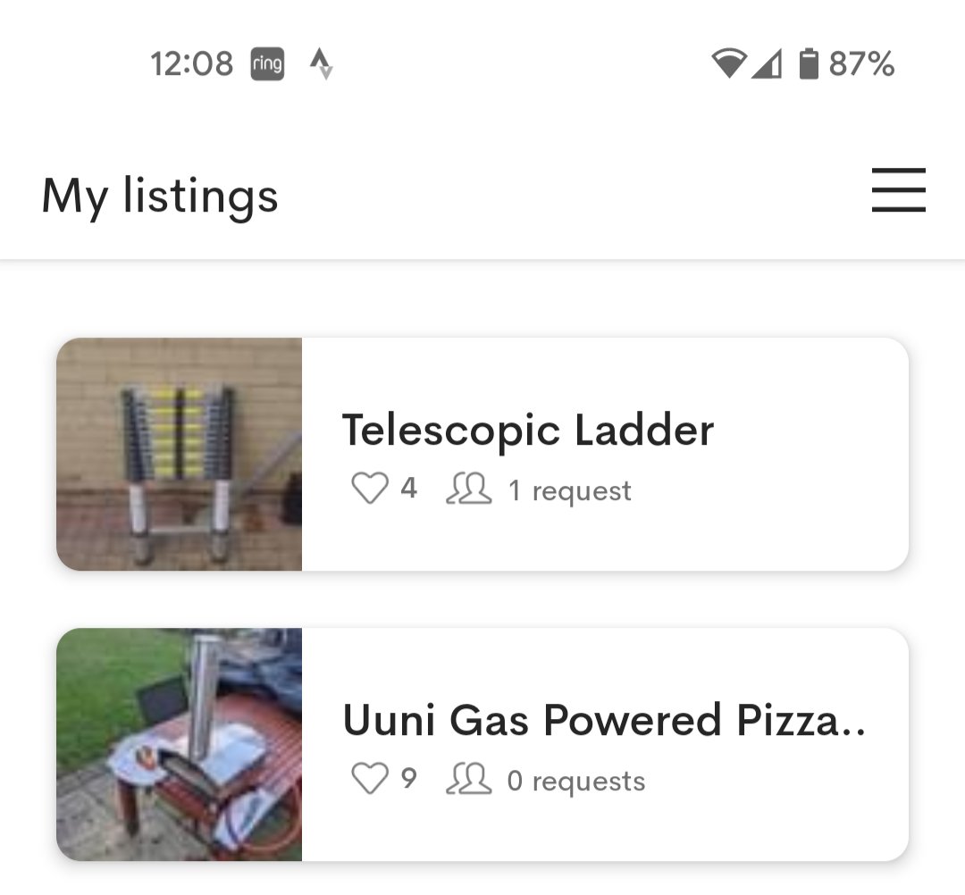 Neil1606's tweet photo. Just had someone borrow an item from me on @OLIO_ex for the first time. This could be a game changer in sustainable living, saving money and the sharing economy. https://t.co/ZDyUebcUtr