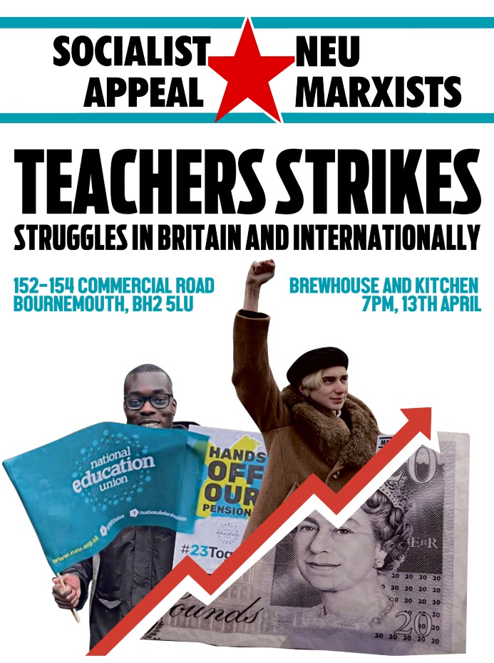 If you're at #NEUconference or in Bournemouth on Weds come along to our meeting to discuss with a speaker from the Minneapolis teachers' strike, about the huge teachers' strike in Iran as well as how to fight for better working conditions and pay in the UK!