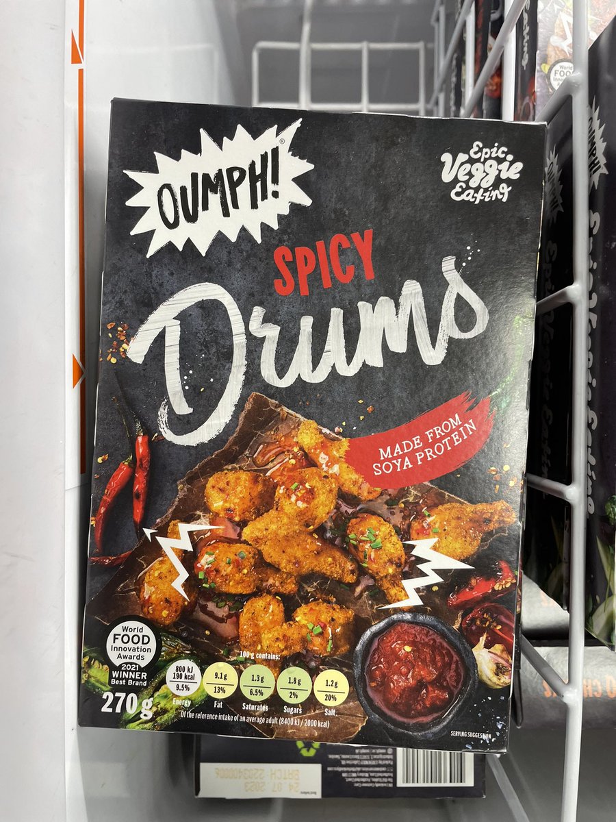 All_Things_New_'s tweet photo. Spicy Drums! 👀 At Tesco @eat_oumph #oumph #spicy #drums #veggie #vegetarian #wellthisisnew https://t.co/mXTIgclmvi