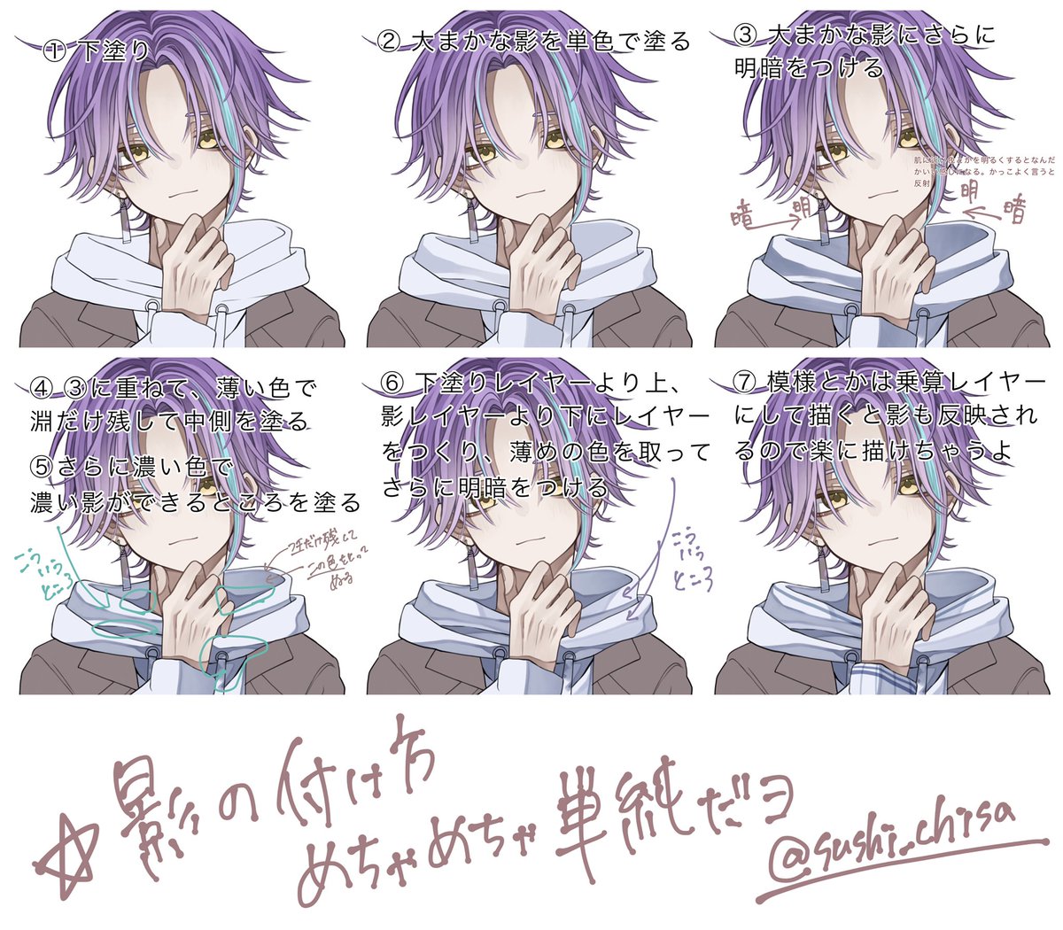 これはざっくりとした塗り…影の説明
ていうか神代の色味の変わりよう凄いよね🤪🤪 