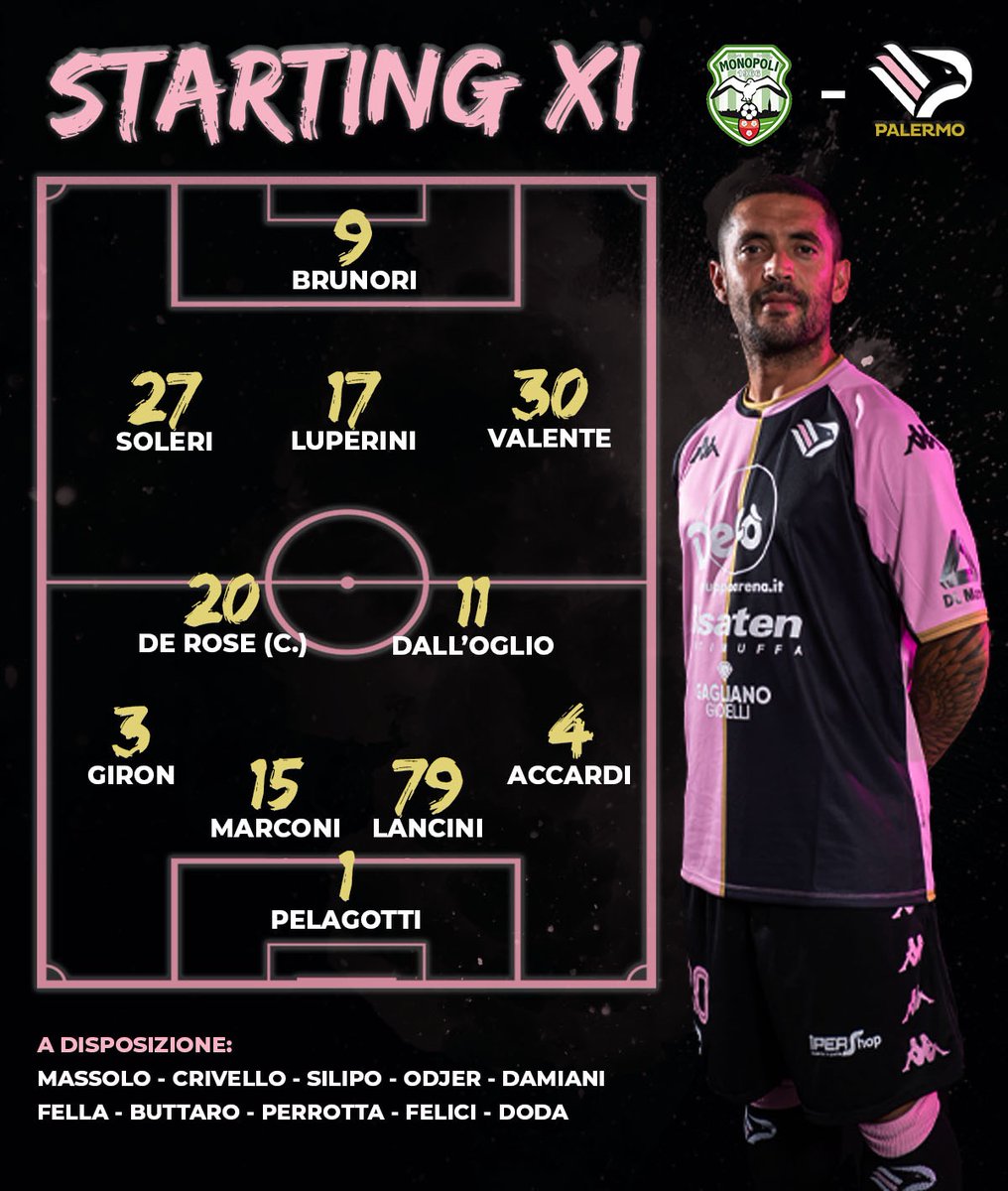 Palermofficial's tweet photo. 📋Ecco il nostro 11 iniziale!
⚽Si va in campo!
FORZA PALERMO 💗🖤
📲 #siamoaquile 🦅 #MonPal
@LegaProOfficial https://t.co/XjBQeqHkNG