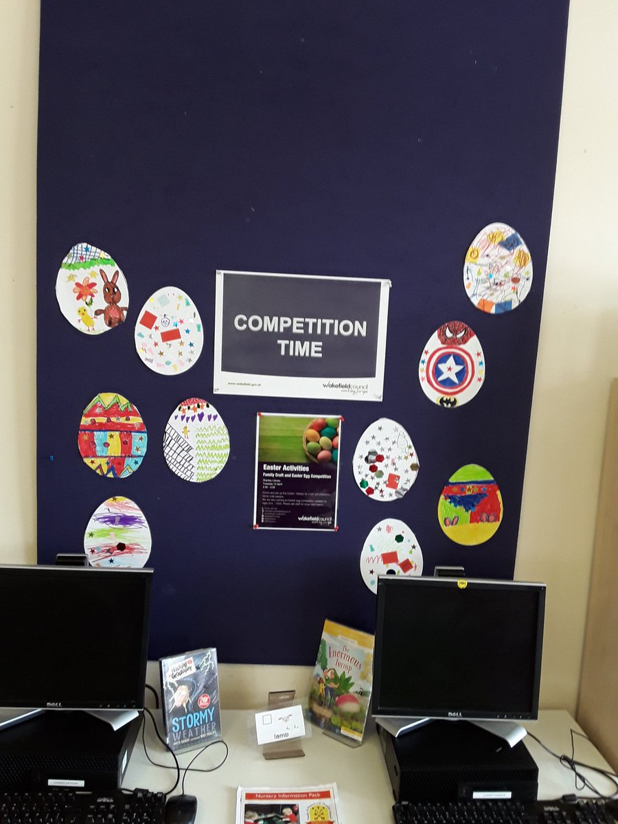 WFlibraries's tweet photo. A big thank you to everyone who came today and entered our #EasterEggCompetition at #StanleyLibrary this morning. Still, chance to do one on Tuesday at our #CraftSession but this is bookable and we only have one place available. #WFlibraries #LoveEaster #LoveChocolate https://t.co/ViNdDmYbiQ