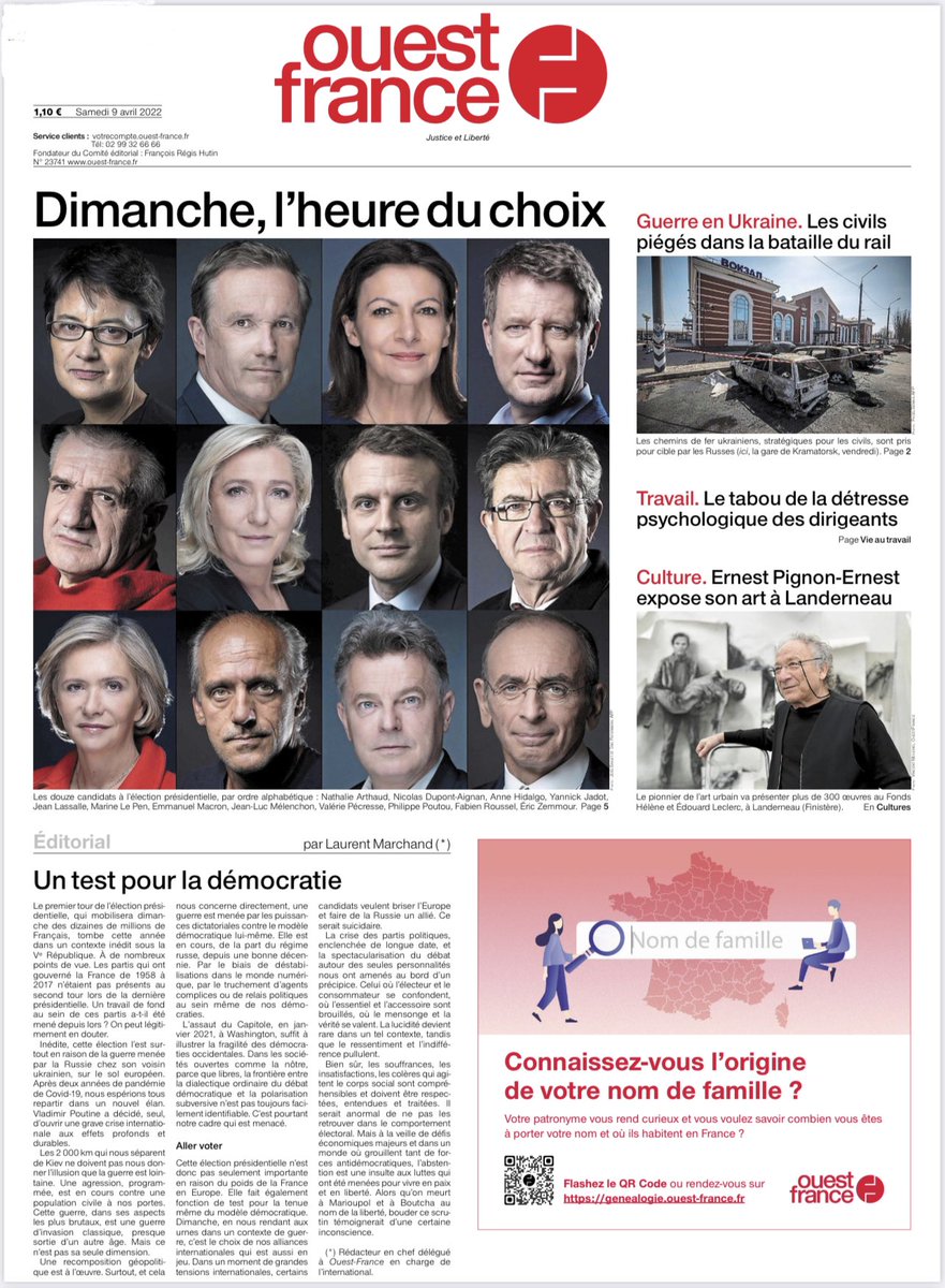 🇫🇷🗳Étonnant de voir <a href="/libe/">Libération</a> et <a href="/lemondefr/">Le Monde</a> qui ne respectent pas la trêve du week-end électoral et appellent au vote à gauche voir Macron. Les Unes de la PQR et du <a href="/Le_Figaro/">Le Figaro</a> gardent leur devoir de neutralité qui précède la veille du scrutin #France #France2022 #franceelection