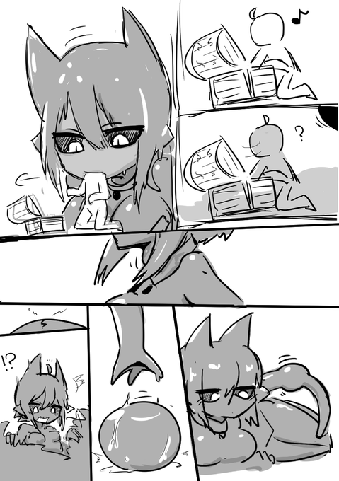 描いてみたかった同族化絵、もっとお腹なでなでして取り込んでいるとことか、同族にしたことを喜んでいる描写も入れたかったけど、ここに描くには余白がたりない。 