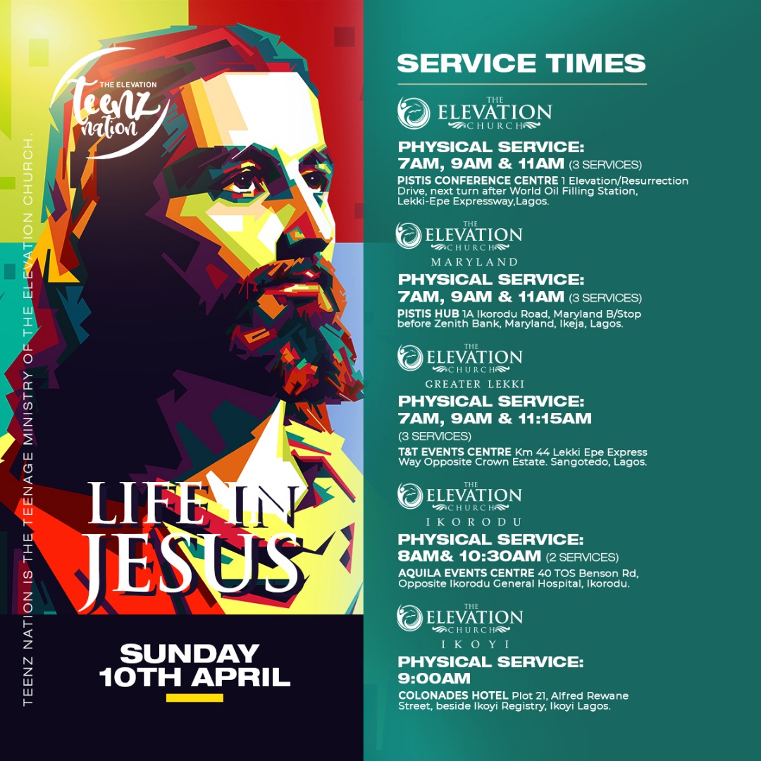 elevationng's tweet photo. Hey folks, we have services lined up for our #kids, #preteens, and #teenagers. You don't want them to miss the incredible worship and inspired teaching that we have in store for them.
#SundayService #JuniorChurch #ChildrensChurch #KidsSundayService #TeensChurch #TeensConnect https://t.co/cstNHo9gJW