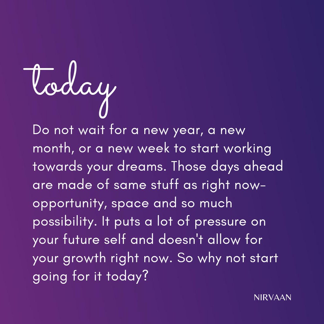 nirvaanco's tweet photo. Stop waiting for tommorow. Start today.

#today #opportunity #peaceofmind #war #innerhealing #growth #freshstart #fypage #explorepage #newpost #trendingnow #nirvaancommunity #nirvaan https://t.co/OPA2sR8RB8