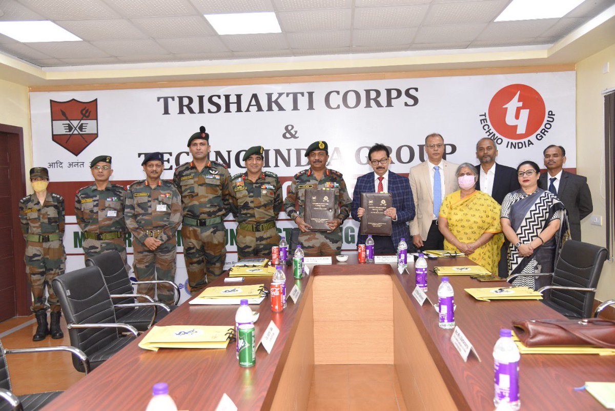 trishakticorps's tweet photo. “Learn today - Lead tomorrow”
An Educational Milestone. #TrishaktiCorps inks an MoU with Siliguri Institute of Technology for academic collaboration facilitating admissions and scholarships for Armed Forces Personnel Dependents, #Veterans and #VeerNaris in all technical courses. https://t.co/71pMDdgH4R