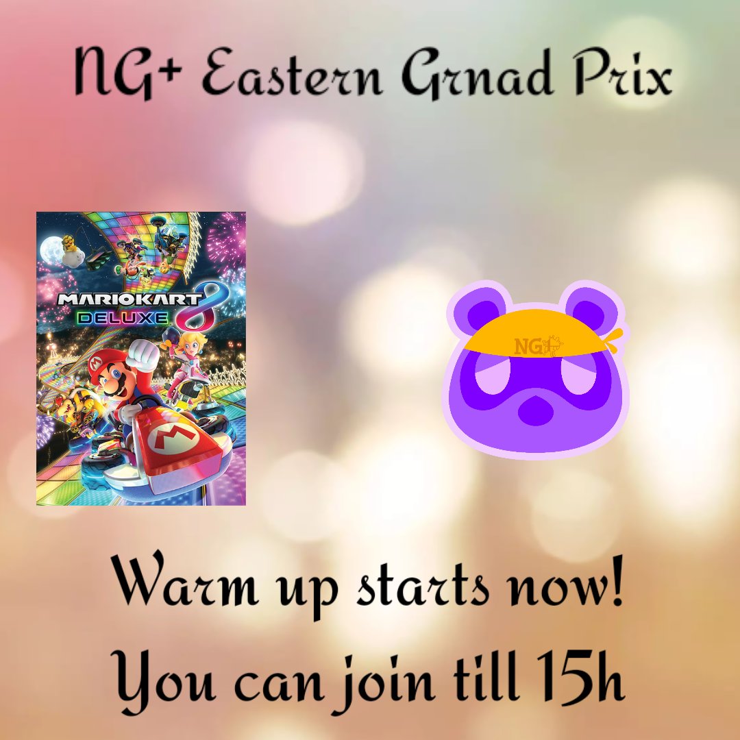 GangNook's tweet photo. NG+ Grand Prix:

Mario Kart 8 on schedule today!

Fight against other player today during 32 races!

Warm up has started by now!

The main races starts at 15h, secure your spot by joining us!

Tournament code:
3483 - 4450 - 6923

let's goooo! https://t.co/e8NPzKExSs