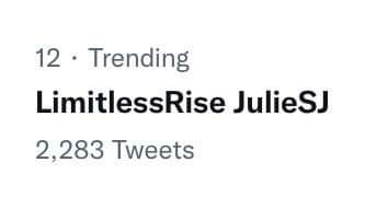 RT @JulienitedPH: Let’s go we’re trending! 

LimitlessRise JulieSJ
#LimitlessRise
#LimitlessMusicalTrilogy https://t.co/XeoEhky0RR