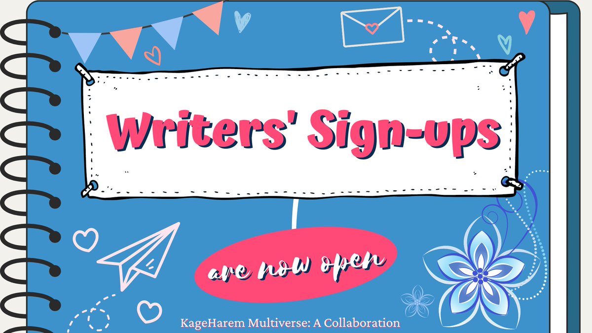 KageharemCollab's tweet photo. Get your pen & paper ready because the WRITERS' SIGN-UPS for #KageharemCollab π«π₯ are officially OPEN. Remember, the selection of KageShip you wish to write is on a FIRST COME FIRST SERVE basis. If you don't want your KageShip to be unavailable, best to sign-up quickly. https://t.co/6PhiL8lN3z